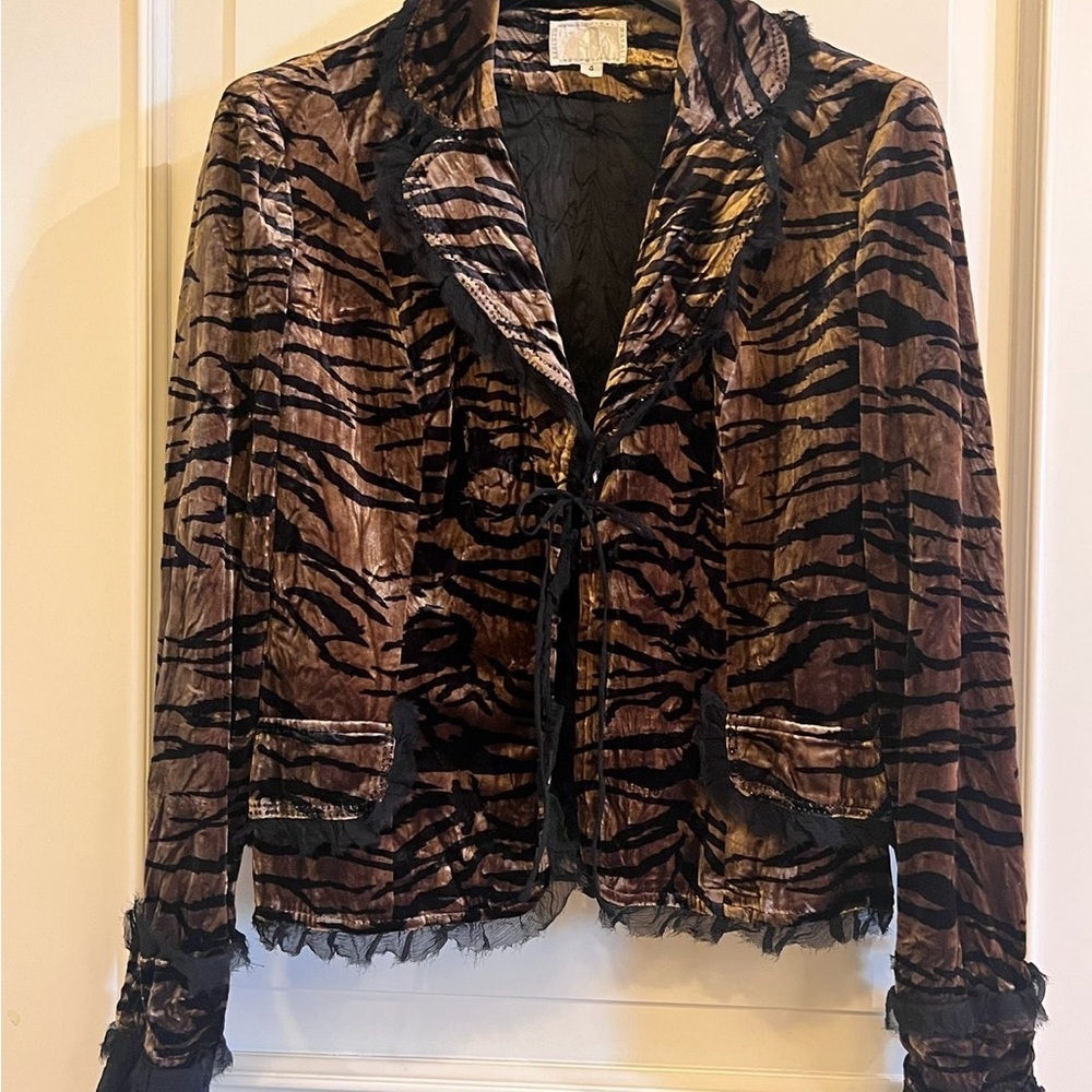 Vintage Y2K Alberto Makali Brown and Black Blazer with Swarovski stones